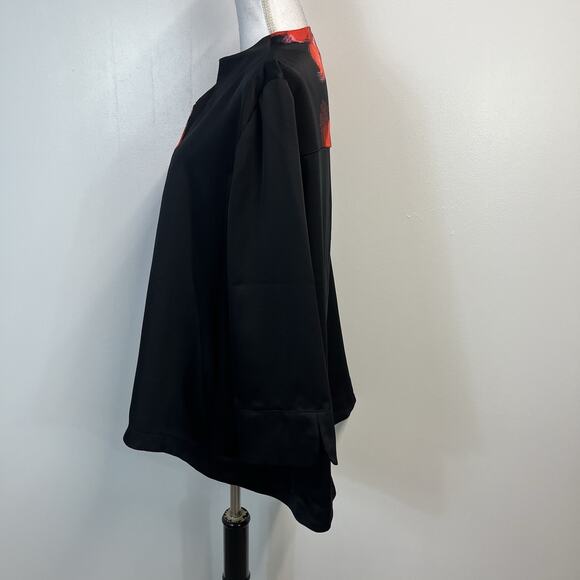 IC by Connie K Blazer Jacket Plus size 1X Black Red Pink Floral Lagenlook Artsy - Picture 7 of 9